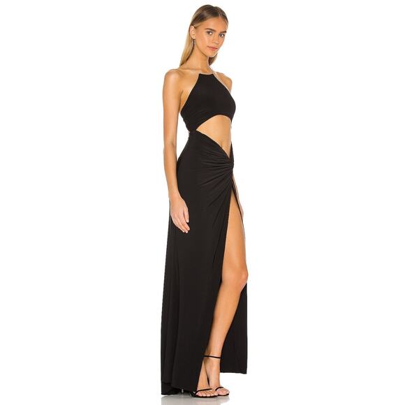 Revolve Natalie Rolt Sabrina Dress Halter Open Front High Leg Slit Size 1-small - Picture 2 of 4